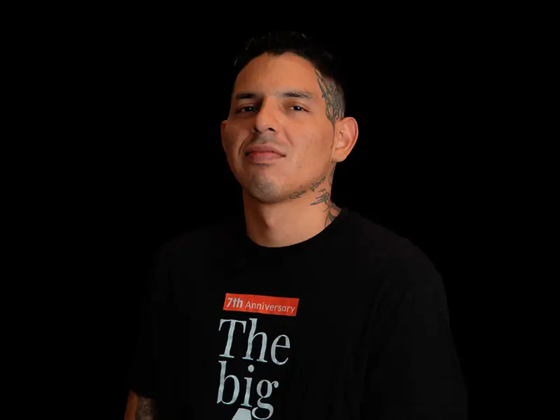 Portrait of Christian Montes, tattoo artist at Alex Chiong Tattoo Studio.