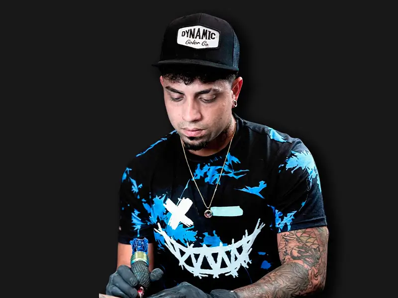 Pedro Hidalgo Cuban tattoo artist portrait at Alex Chiong Tattoo Studio in North Miami, Florida